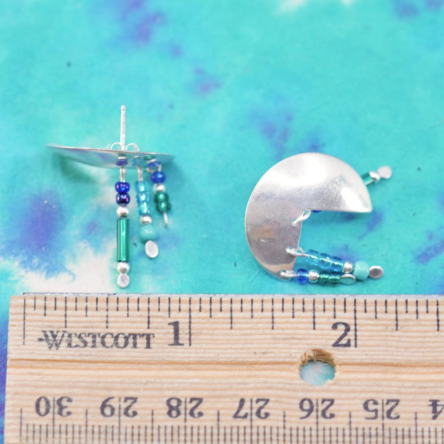 0.75”, Native American Sterling silver earrings, 925 studs with turquoise beads