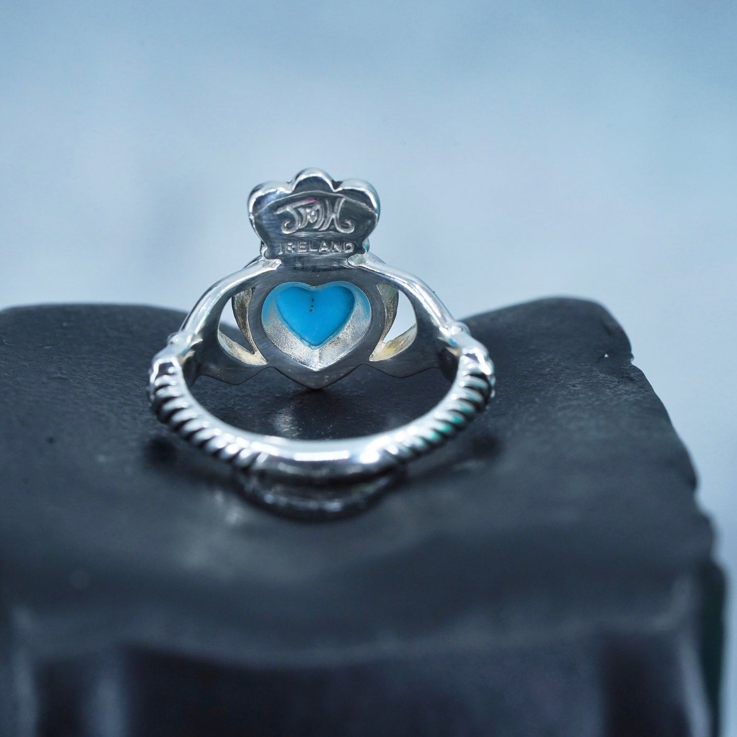 Size 7.25, Irish Claddagh friendship Sterling 925 silver ring, hand heart band