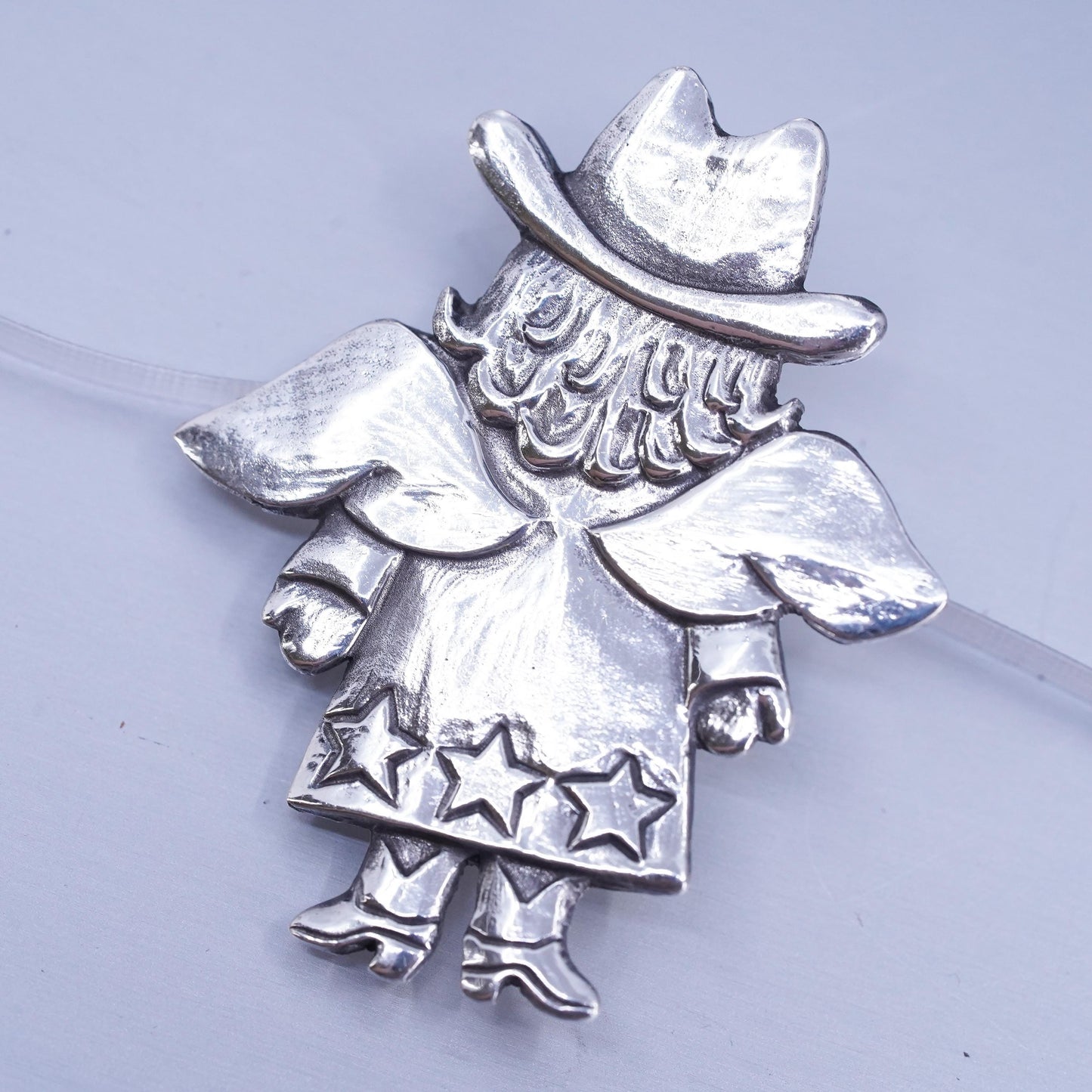 Vintage Sterling 925 silver handmade angel brooch