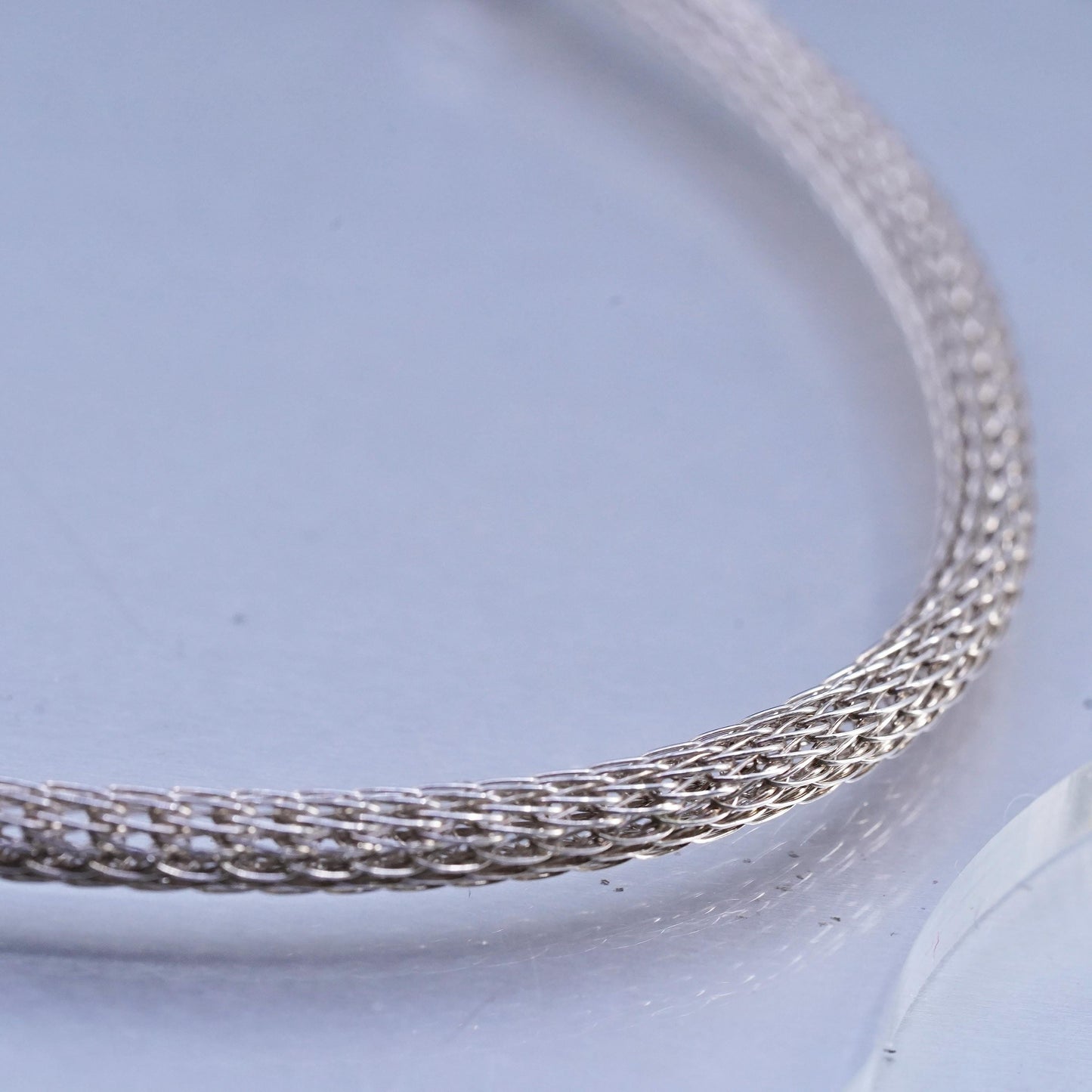 18” 4mm, vintage Sterling 925 silver handmade bold mesh chain necklace