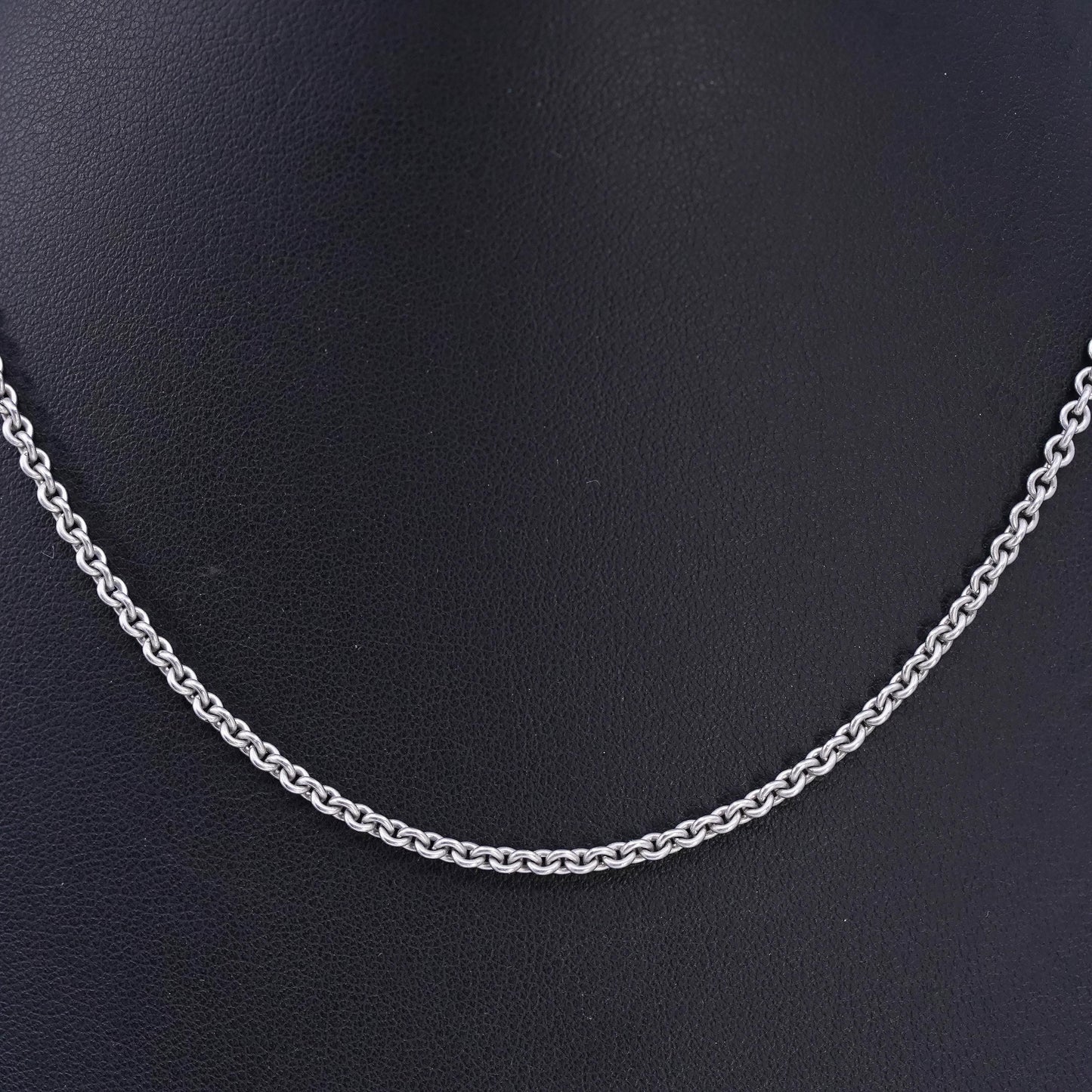15" 2mm, vintage Sterling 925 silver circle chain necklace