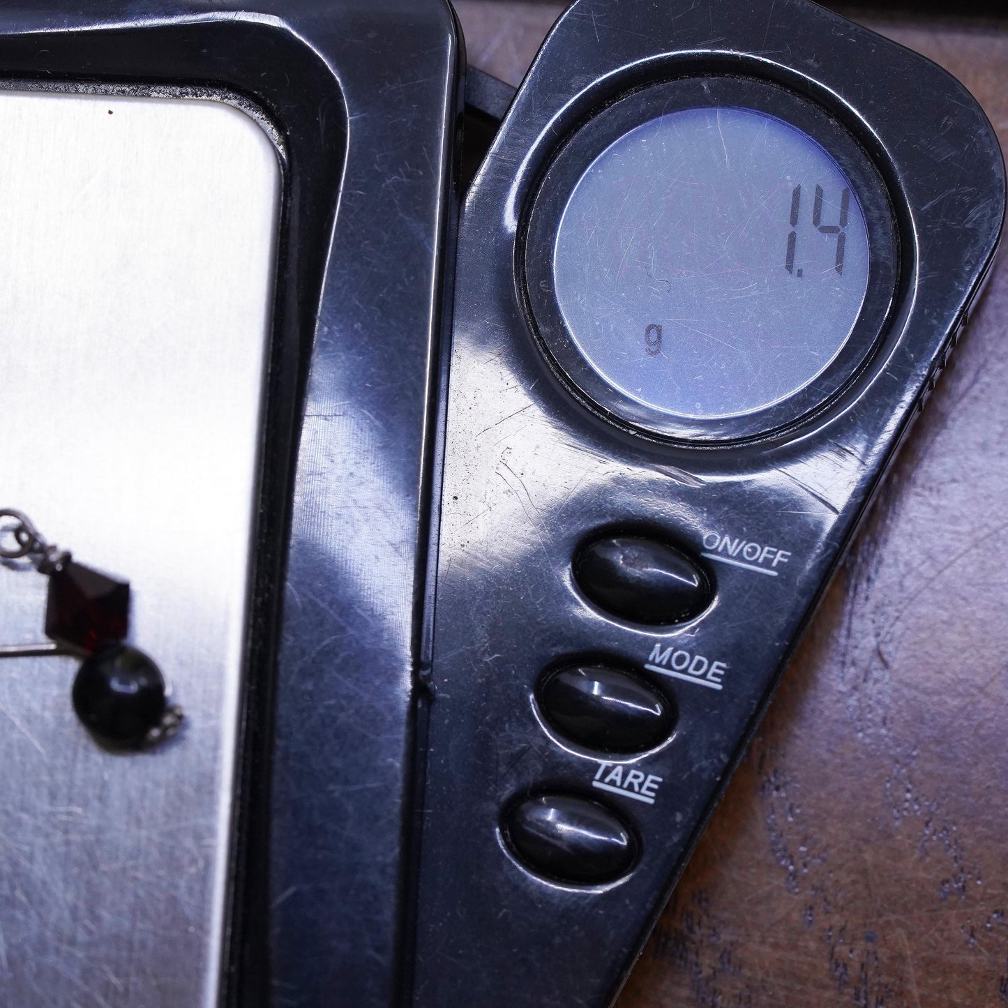Vintage Sterling silver handmade earrings, 925 disc with garnet beads