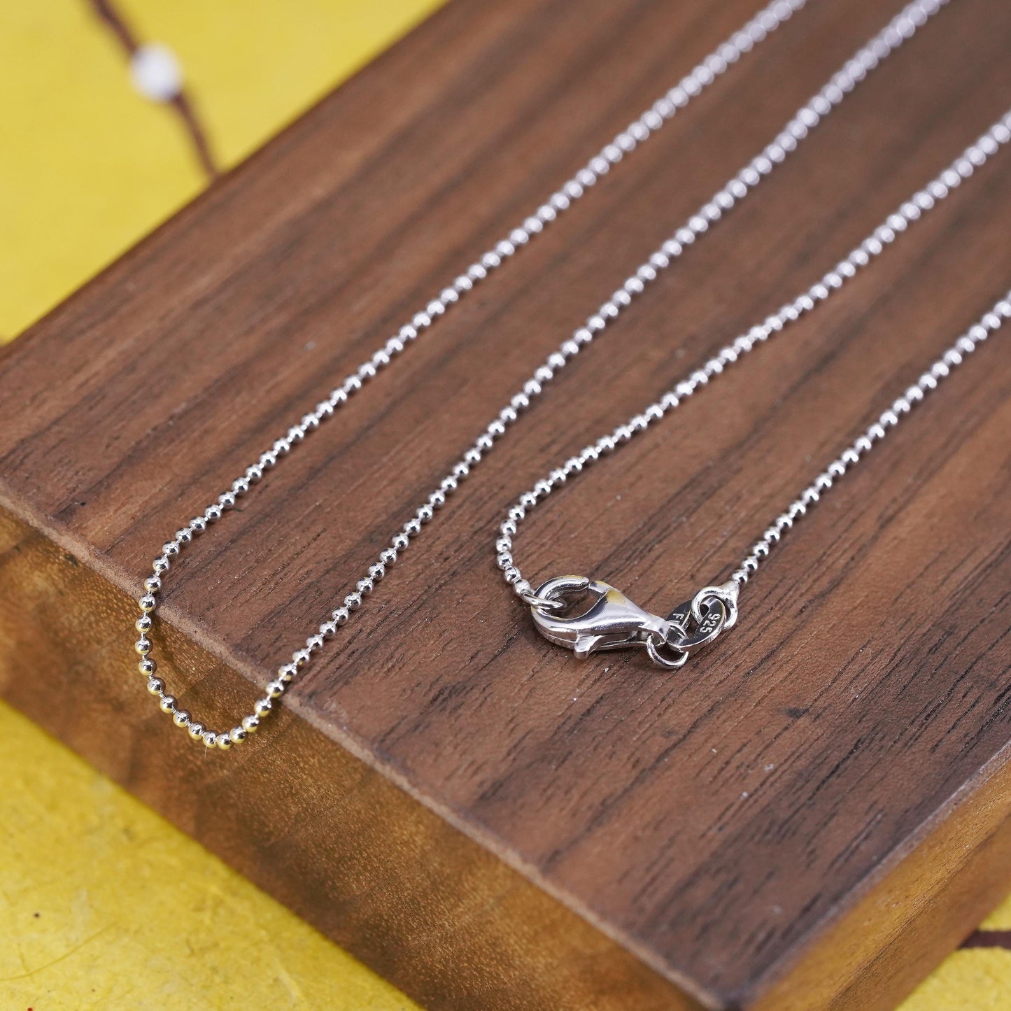 18”, 1mm, vintage Sterling silver beads necklace, 925 chain
