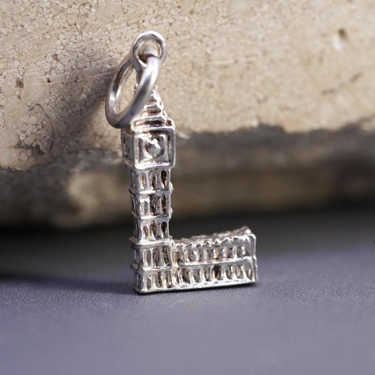 Sterling 925 Silver Big Ben Clock Tower Charm Pendant, London England Landmark