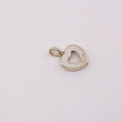 VTG vermeil Gold over Sterling silver pendant, 925 heart pendant with diamond