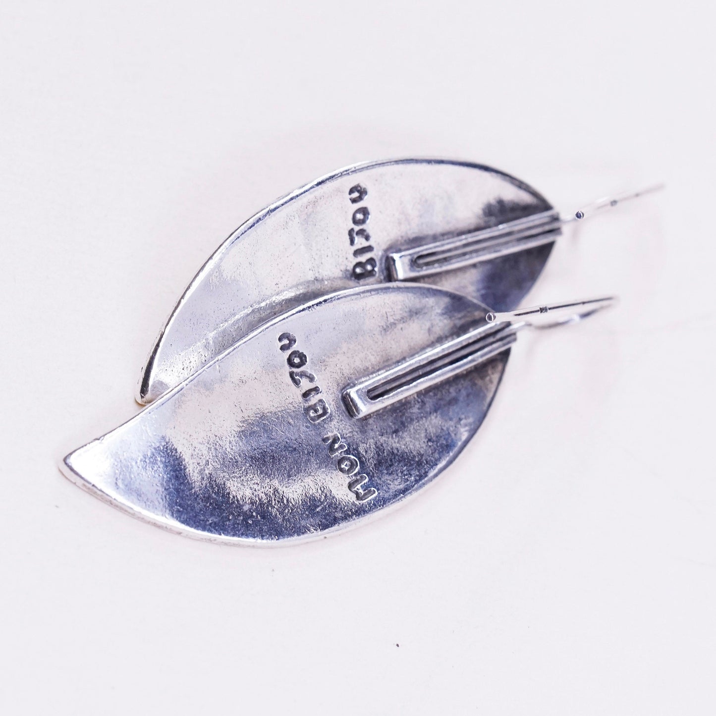 Vintage mon bijou earrings silver tone earrings, leaf drop