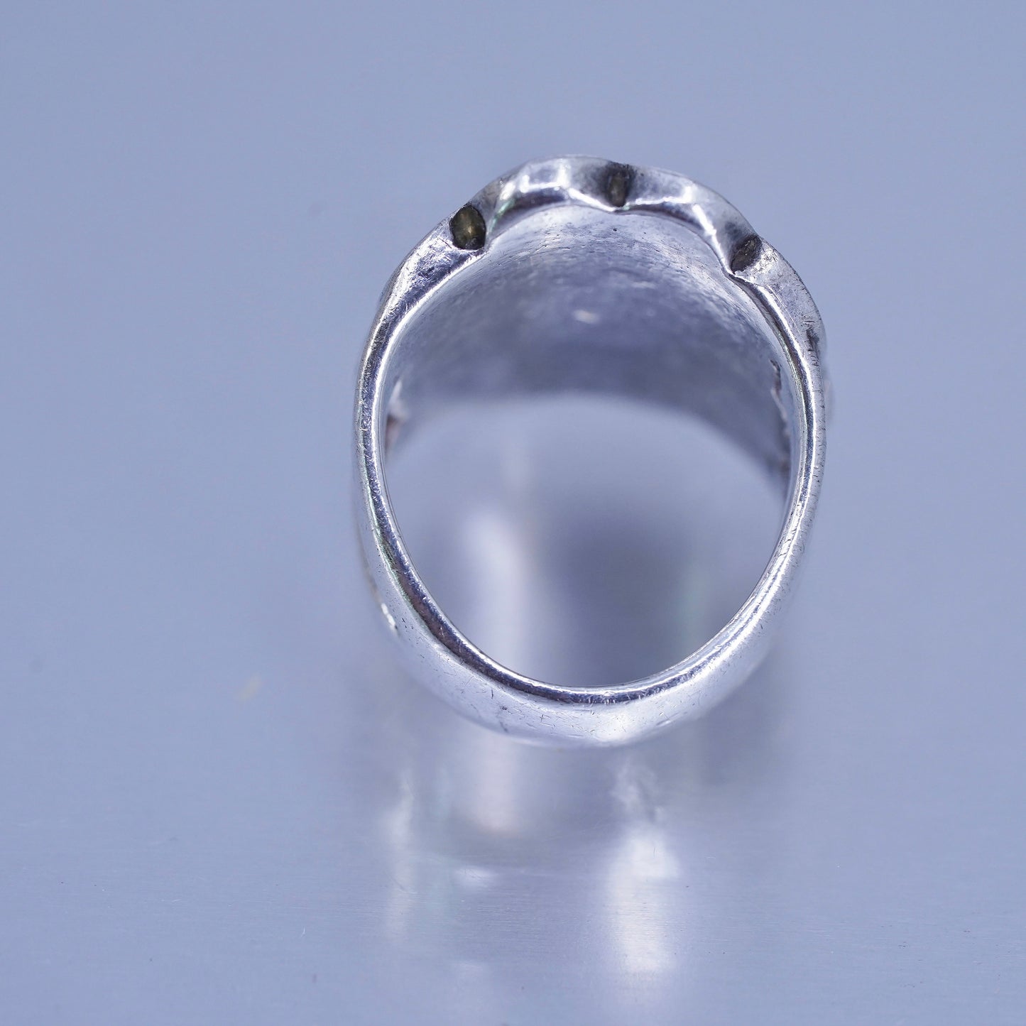 Size 4, Vintage southwestern Sterling 925 silver handmade flower ring turquoise