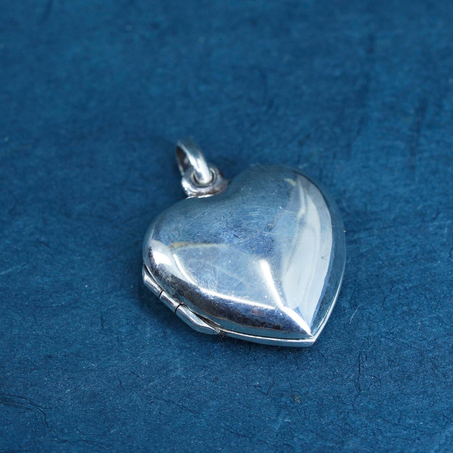 Vintage Sterling silver handmade pendant, 925 photo locket with sapphire center