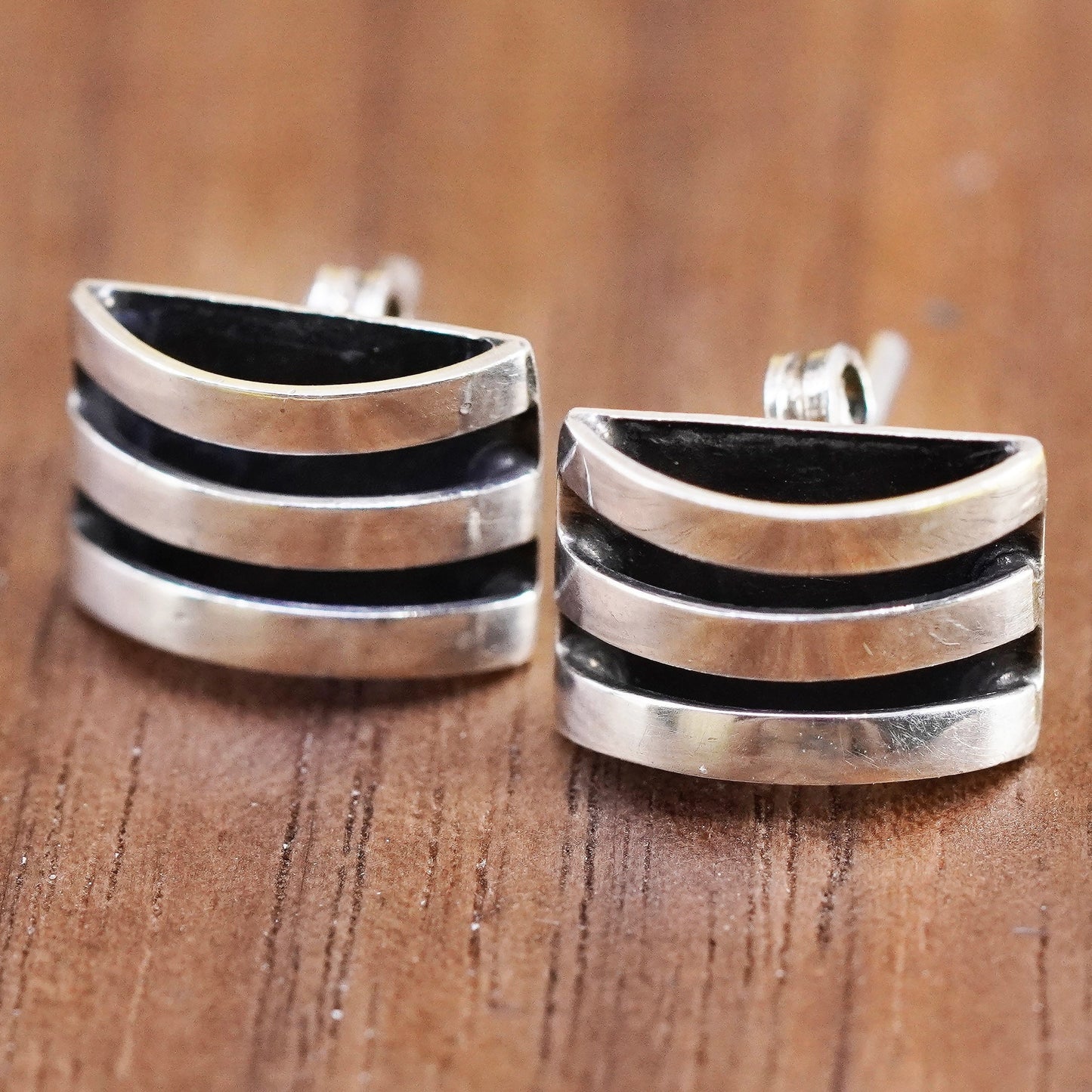 vintage mexico Sterling silver handmade studs, square earrings