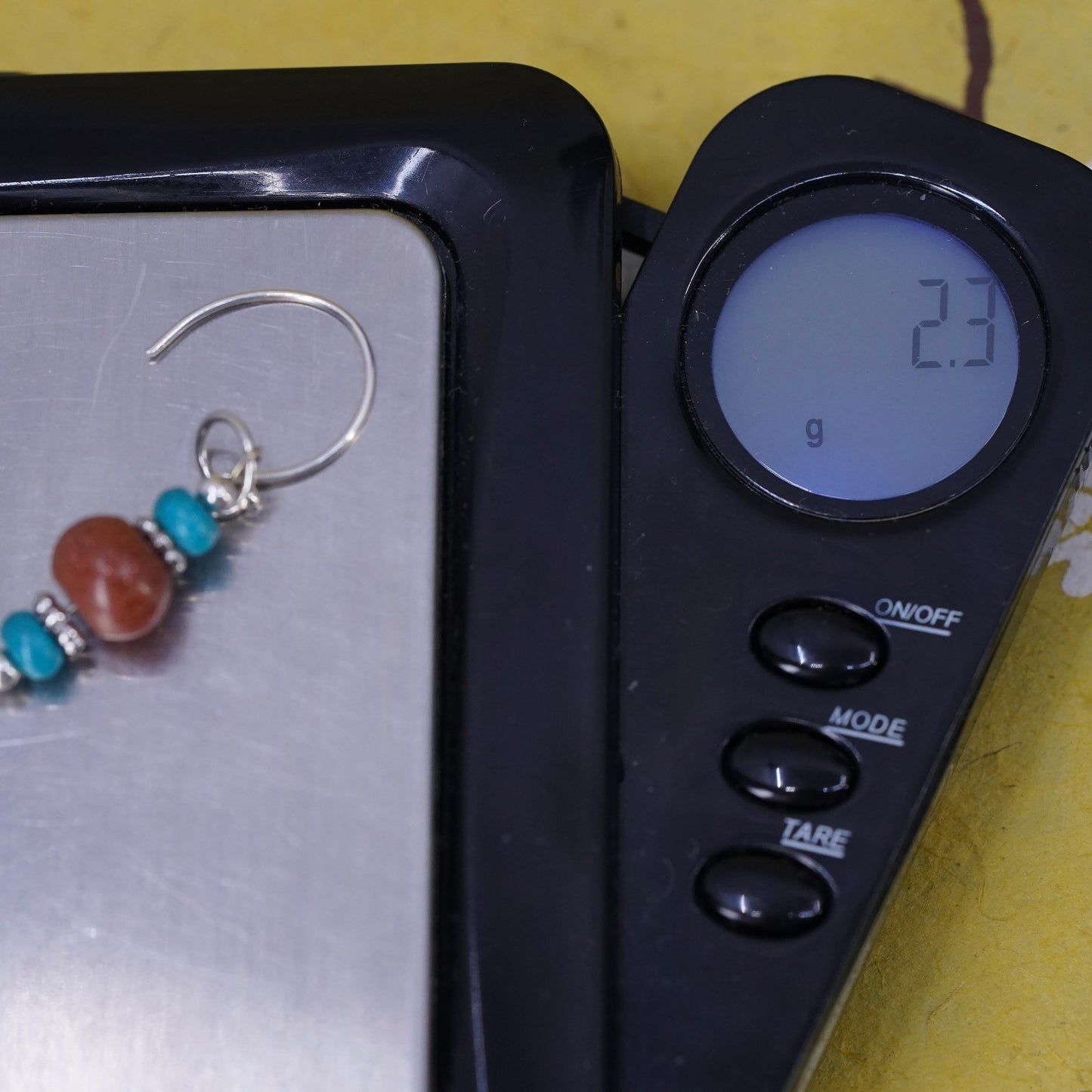 Vintage Sterling 925 silver handmade earrings with turquoise goldstone beads
