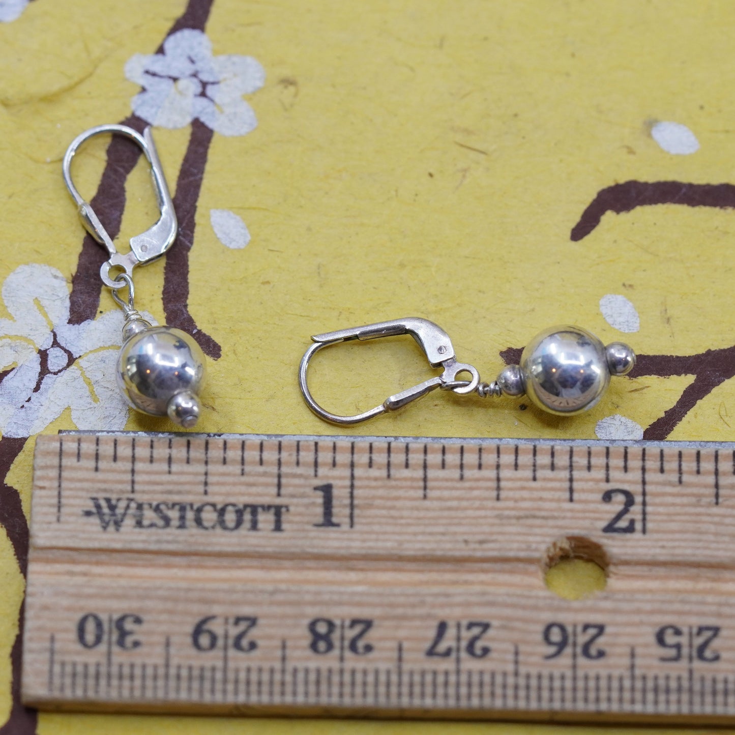 Vintage Sterling silver handmade earrings, 925 beads drops