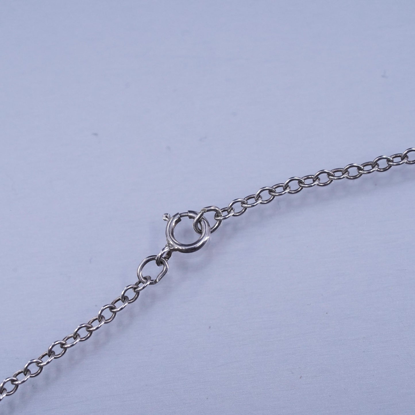 16”, vintage Sterling 925 silver circle chain necklace amethyst pearl pendant