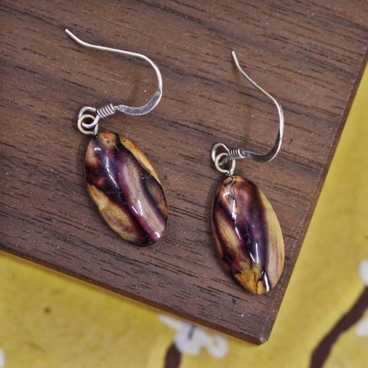 Vintage Sterling 925 silver handmade earrings with Amber dangles