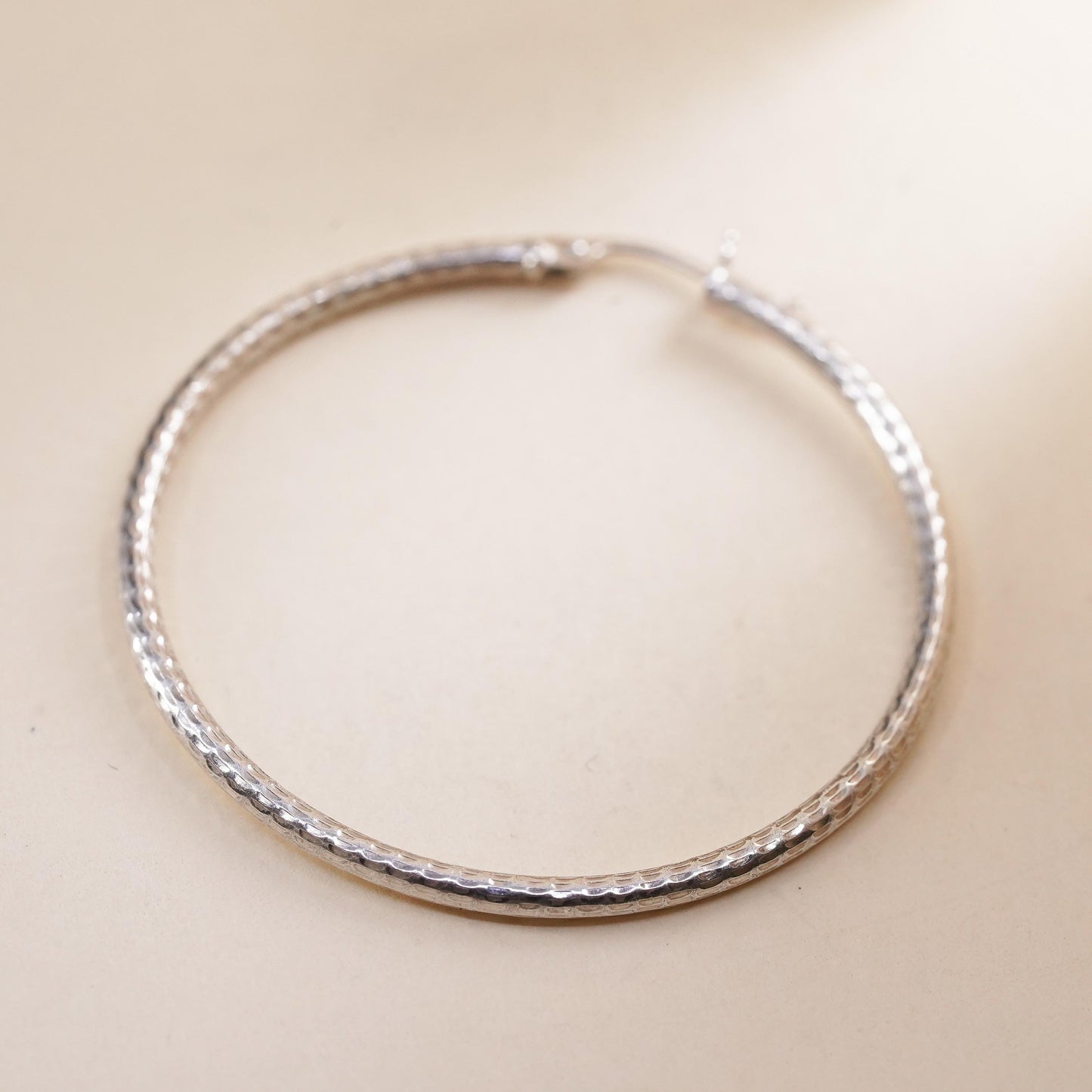 1.5", Vintage sterling 925 silver loop single earring, fashion textured hoop