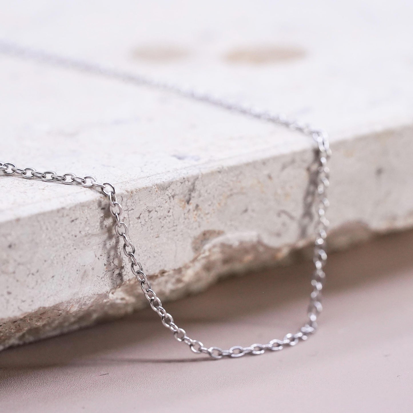 24+2”, vintage Sterling 925 Silver circle chain Necklace