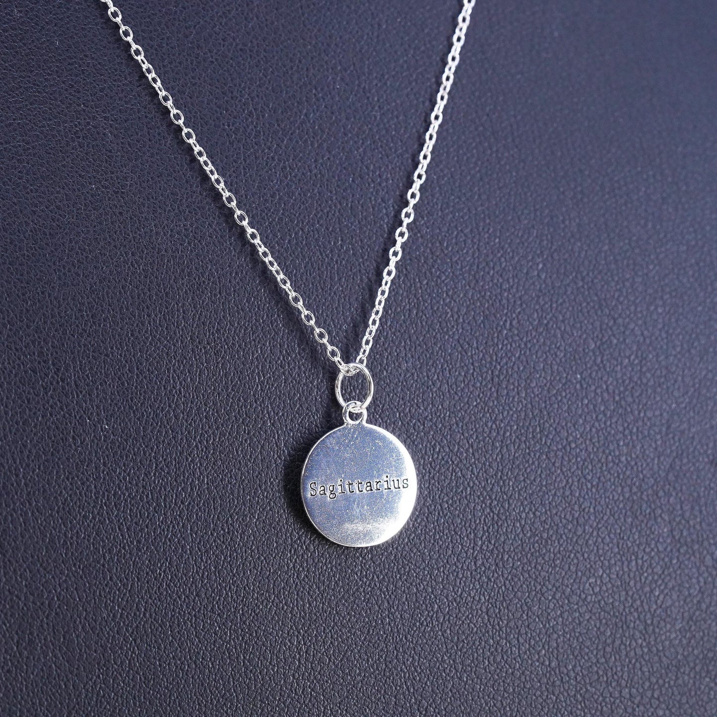 16+2", sterling silver necklace, 925 circle with Astrology pendant Sagittarius