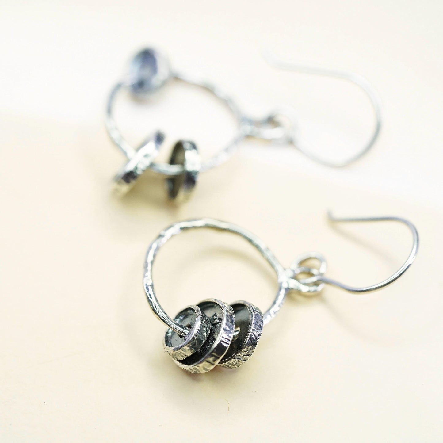 Vintage PZ Paz Israel Sterling Silver 925 hammered textured disc earrings beads