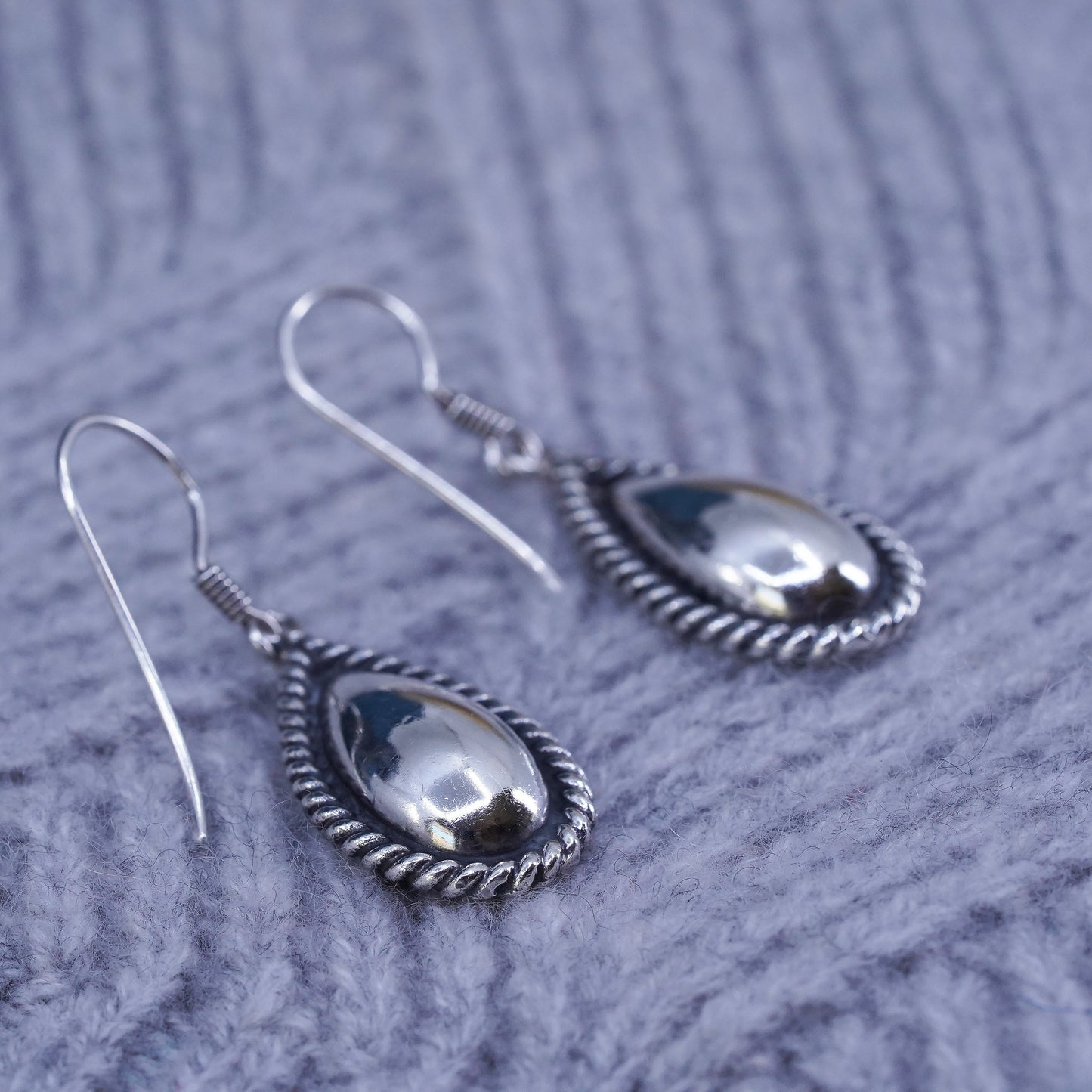 Vintage Sterling silver Handmade earrings, 925 teardrop dangles