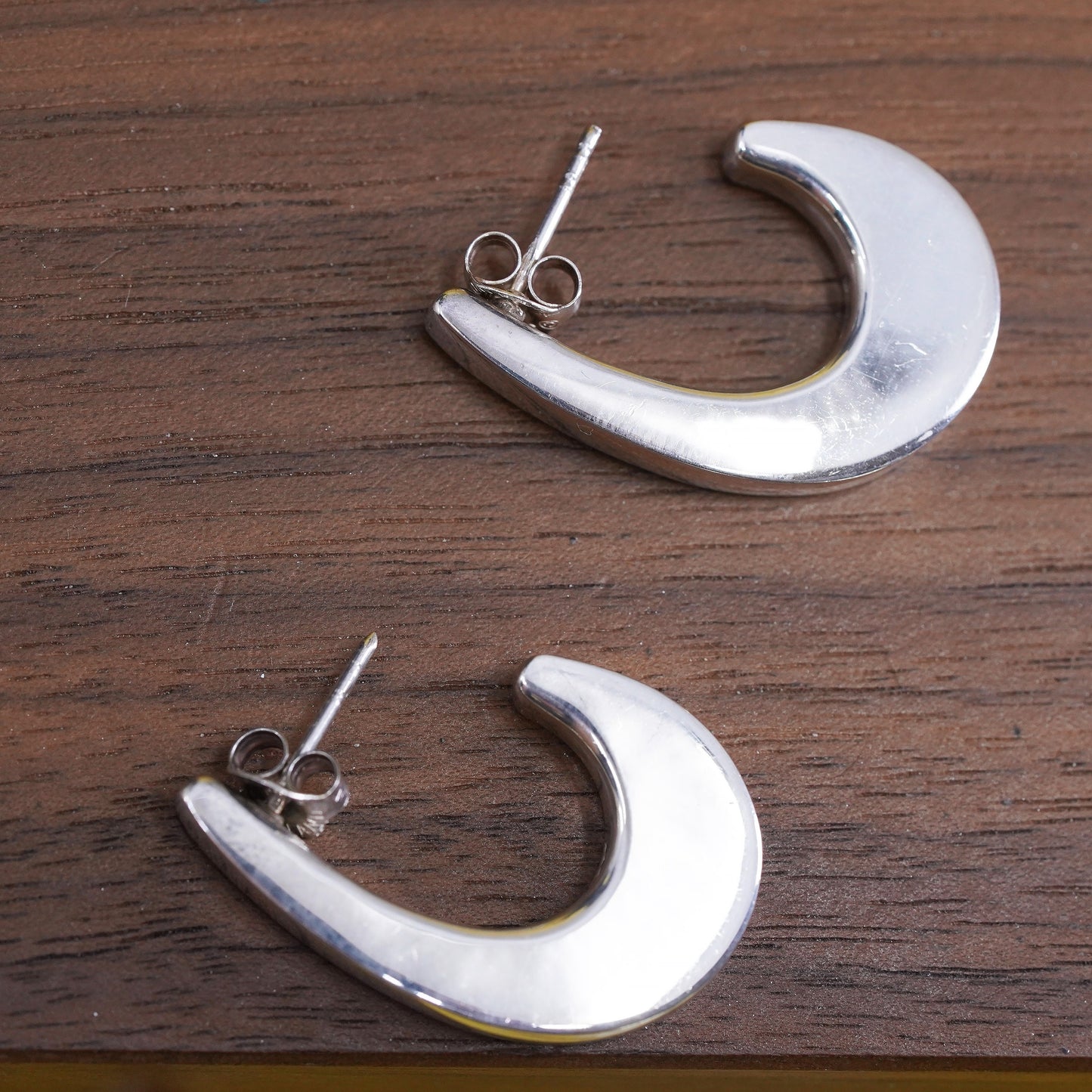 1", Sterling silver handmade hoop earrings, 925 huggie studs