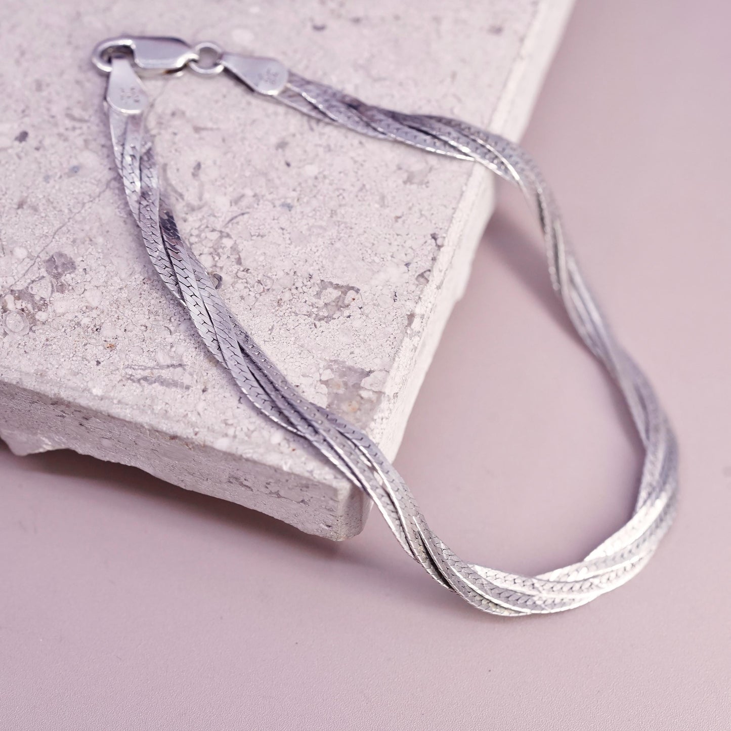 8", Italian Sterling silver bracelet, solid 925 silver twisted curb link chain
