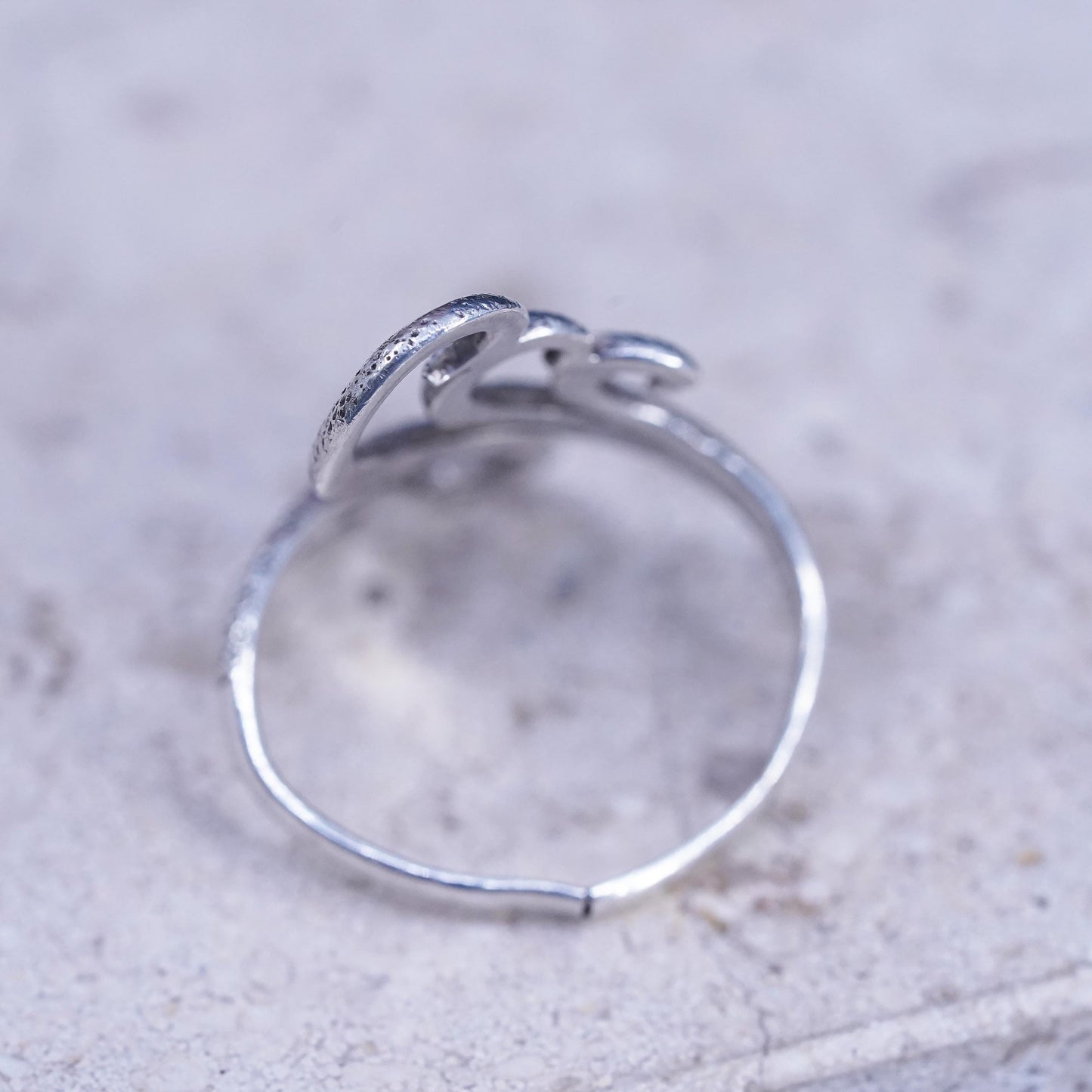 Size 8, VTG minimalist, simple Sterling 925 silver handmade wide wavy ring band