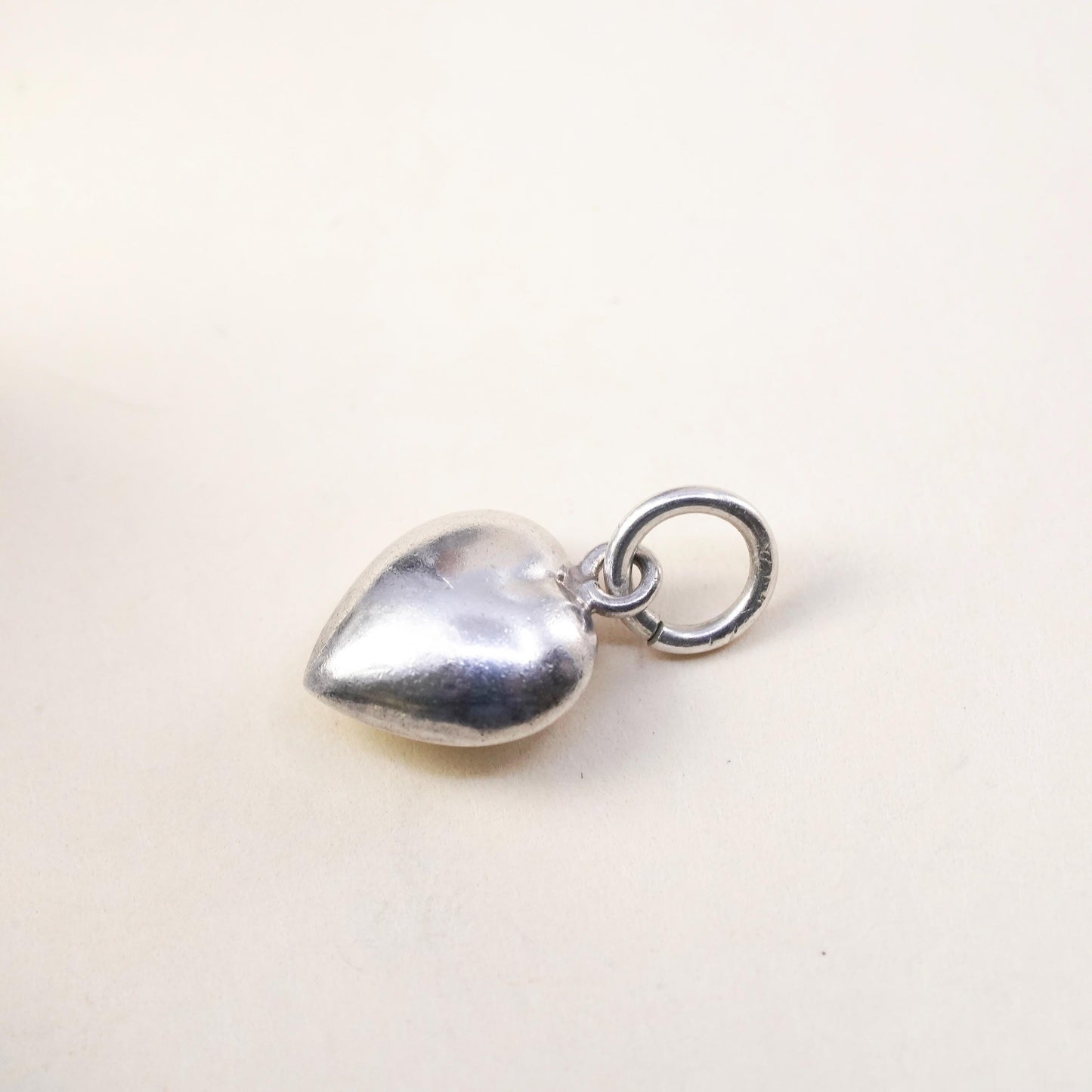 Vintage sterling silver heart tag charm, 925 pendant