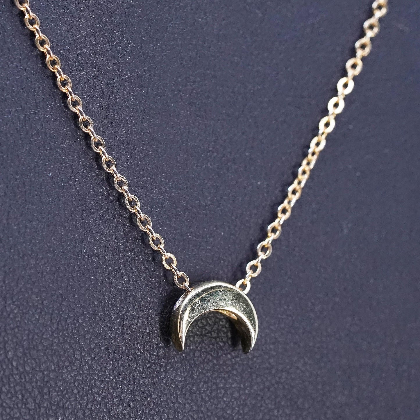 16+2" vermeil gold tone Sterling silver necklace, 925 circle chain w/ new moon