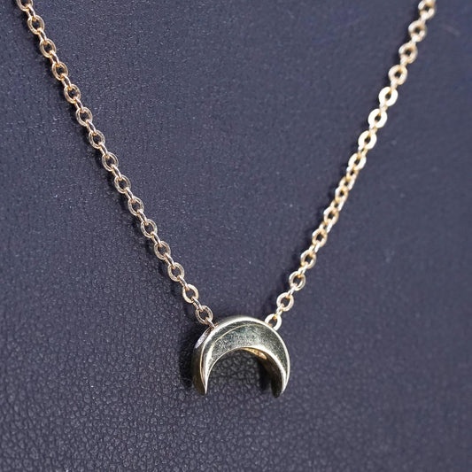16+2" vermeil gold tone Sterling silver necklace, 925 circle chain w/ new moon