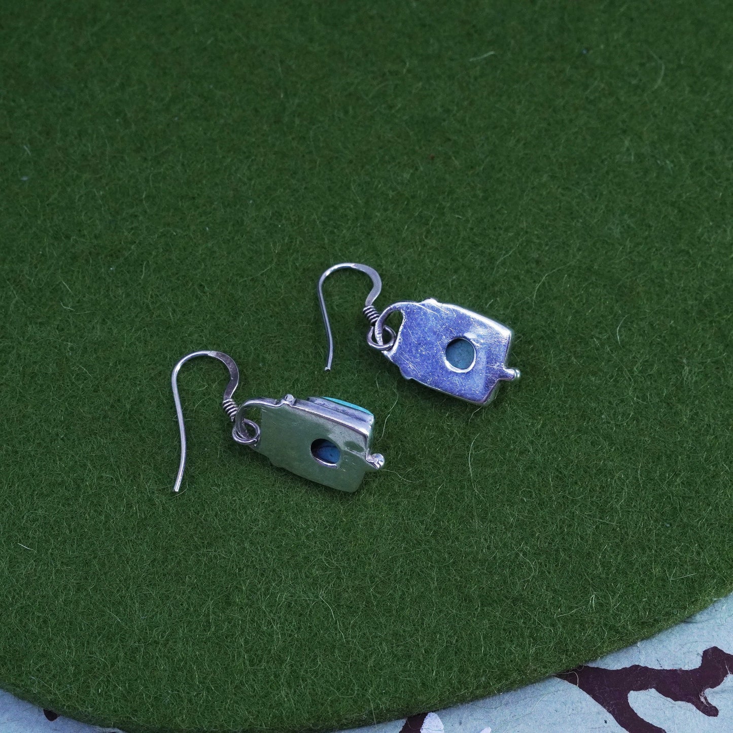 Vintage Sterling silver 925 handmade earrings with turquoise