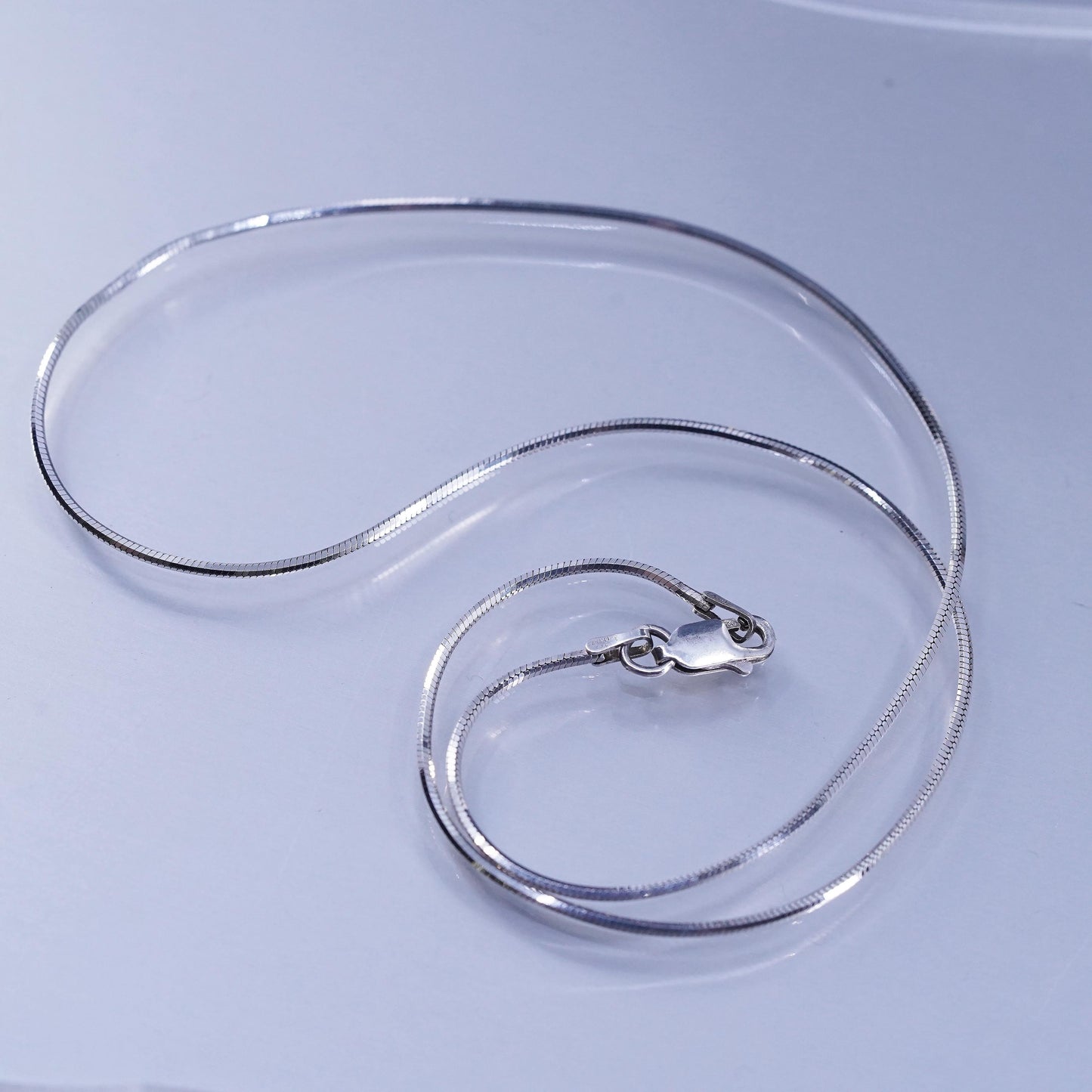 16” 1mm, vintage Sterling 925 silver square snake chain necklace
