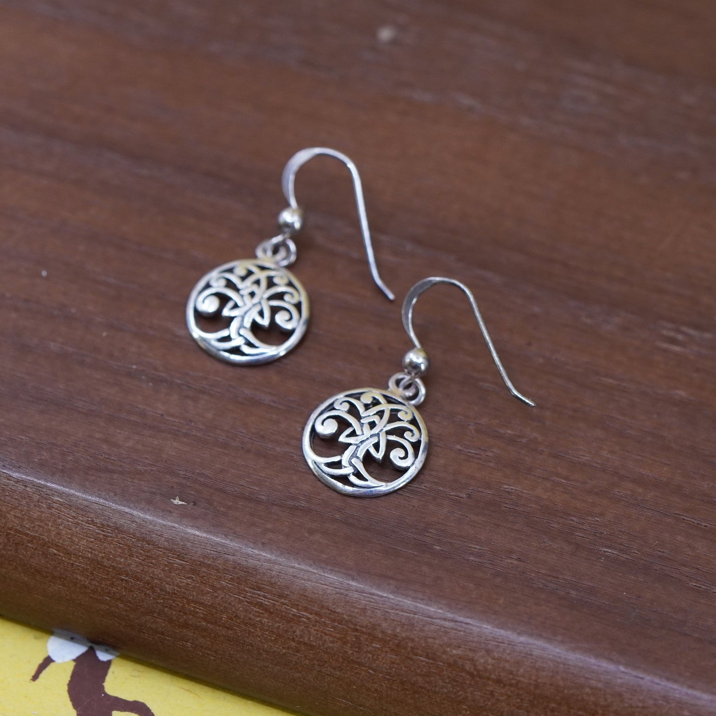 Vintage Sterling silver Irish knot handmade dangles, 925 family tree earrings