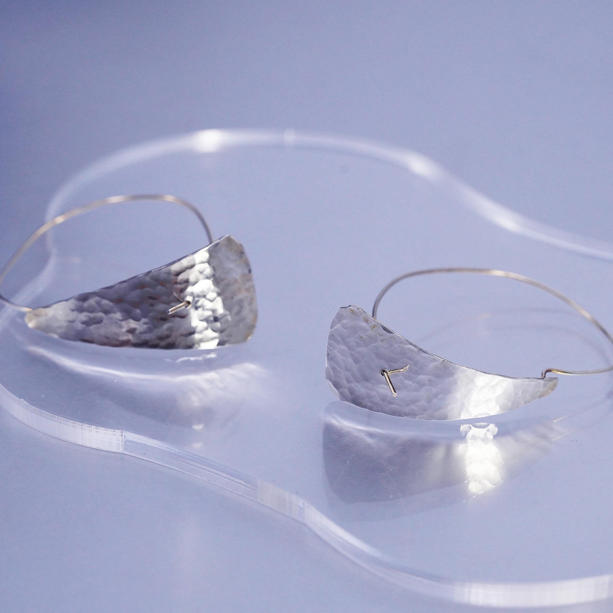 VTG Turkish Sterling 925 silver textured tag earrings with 14K gold wire hooks