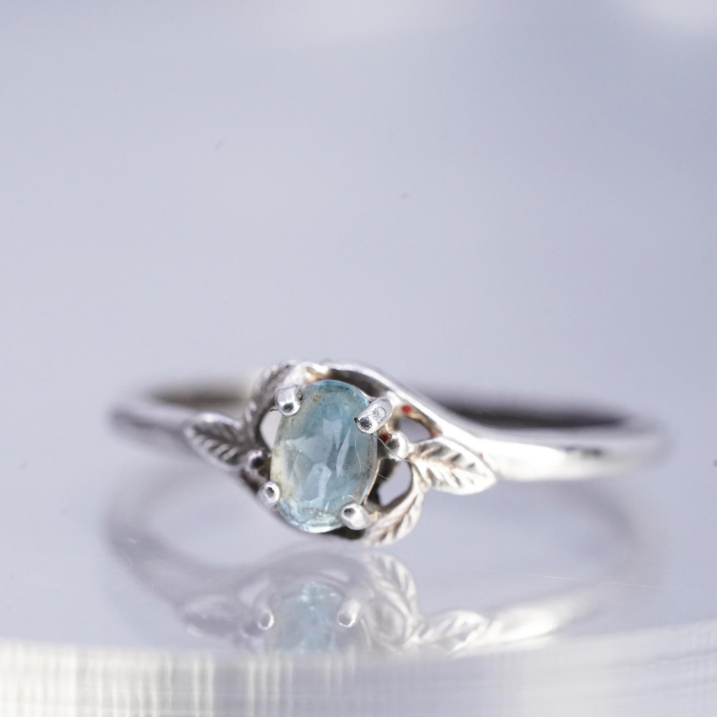 Size 9.5, vintage Sterling 925 silver handmade ring with blue topaz