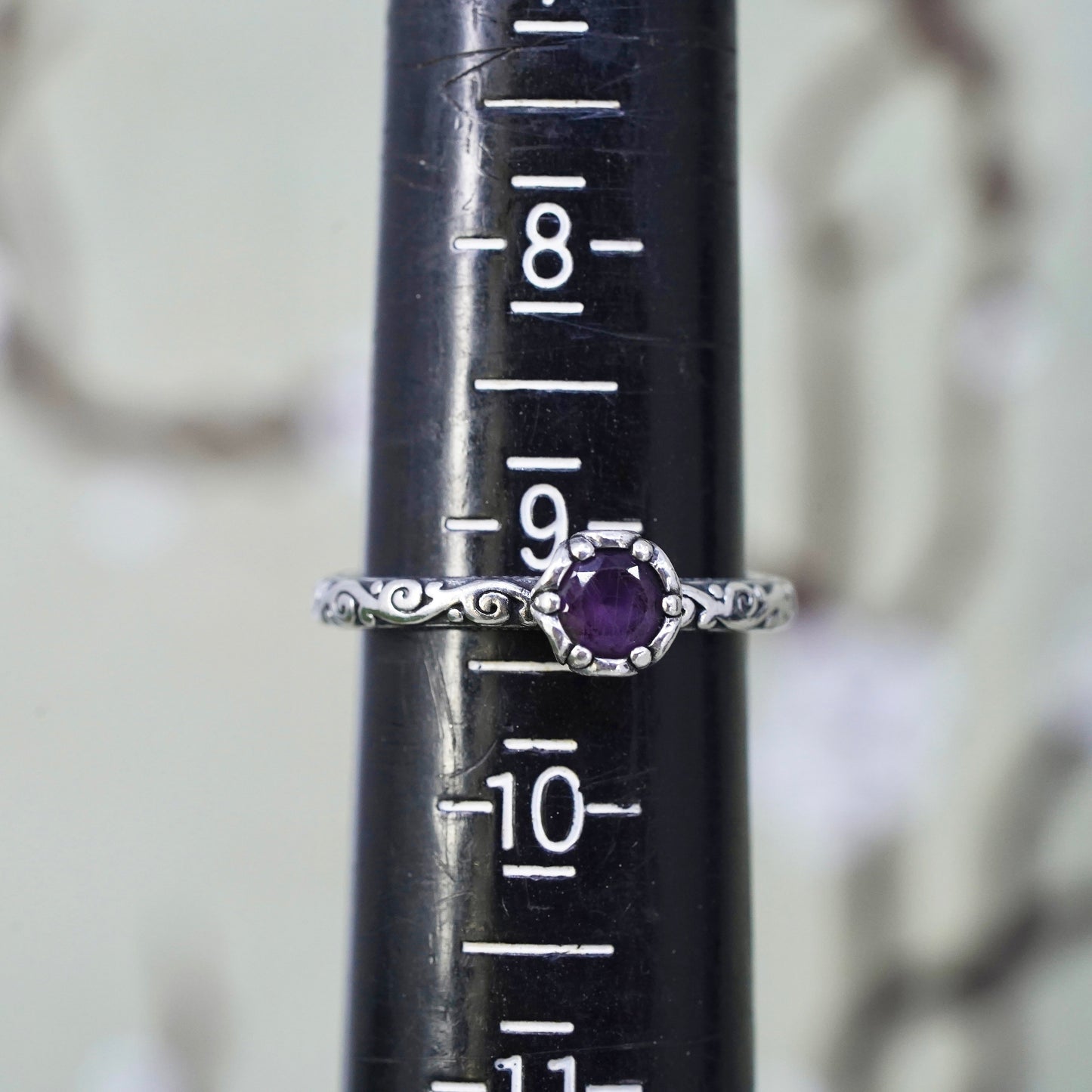Size 9.25, James Avery sterling silver ring, 925 stackable band with amethyst