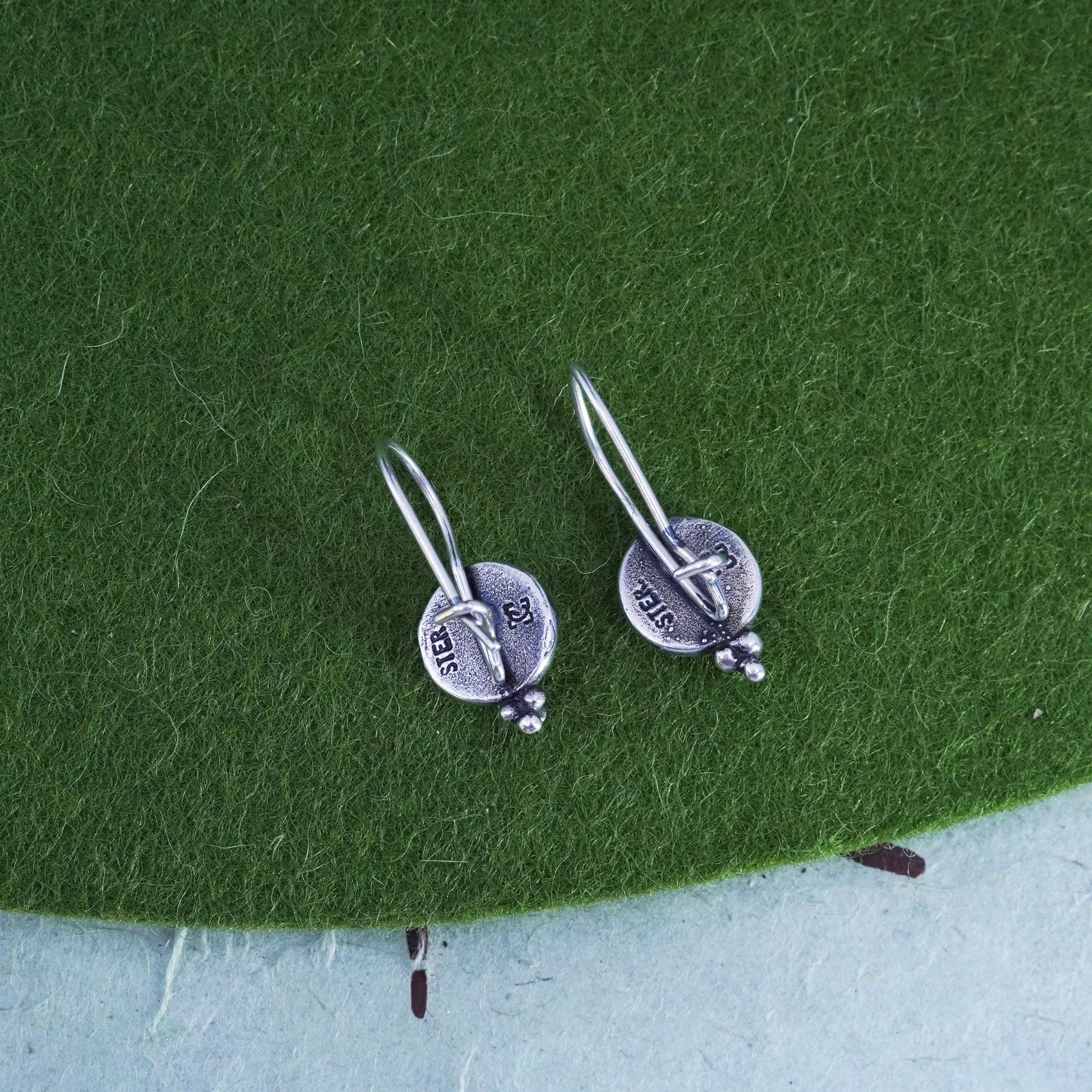 Vintage Israel Sterling silver 925 handmade earrings with garnet and beads