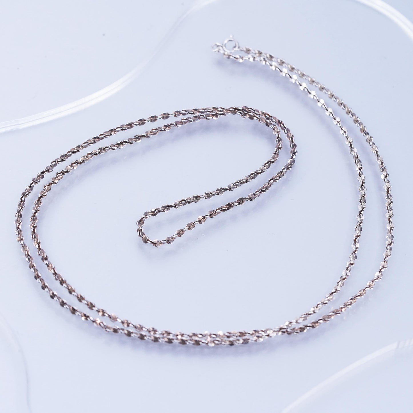 30” 2mm, vintage Sterling 925 silver bold twisted s link chain necklace