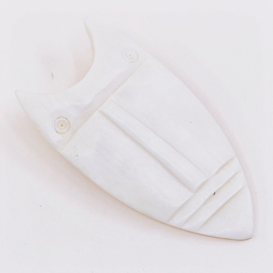 Vintage Handmade brooch, carved bone face