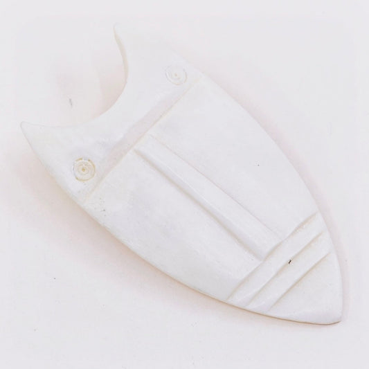 Vintage Handmade brooch, carved bone face