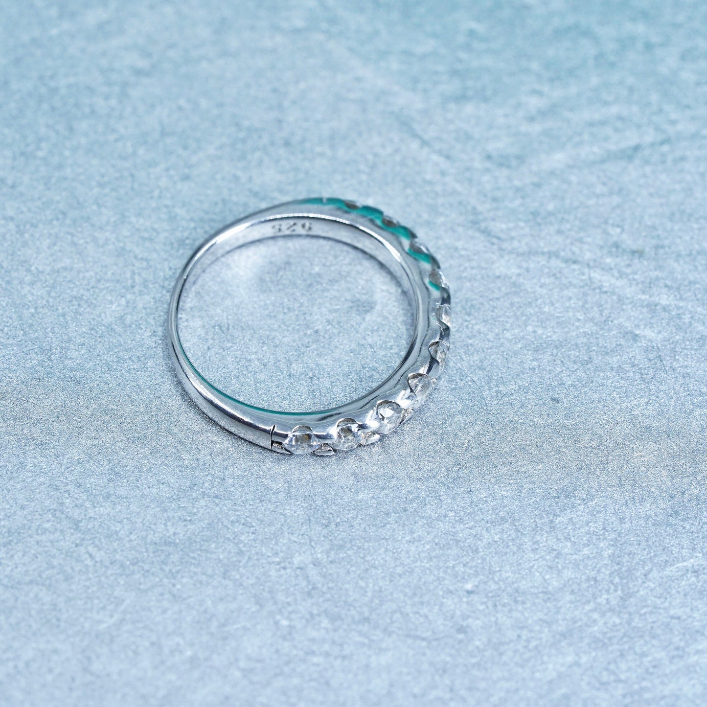 Size 5, vintage southwestern Sterling 925 silver wedding ring, Cz band