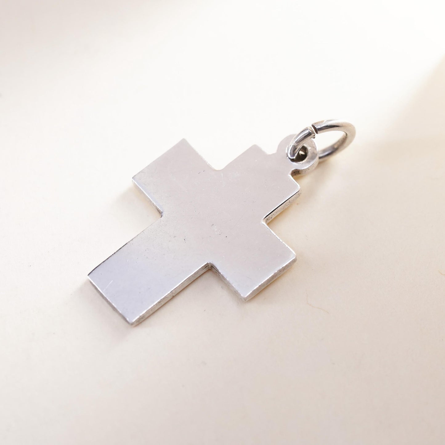 Vintage handmade Sterling silver pendant, 925 cross charm