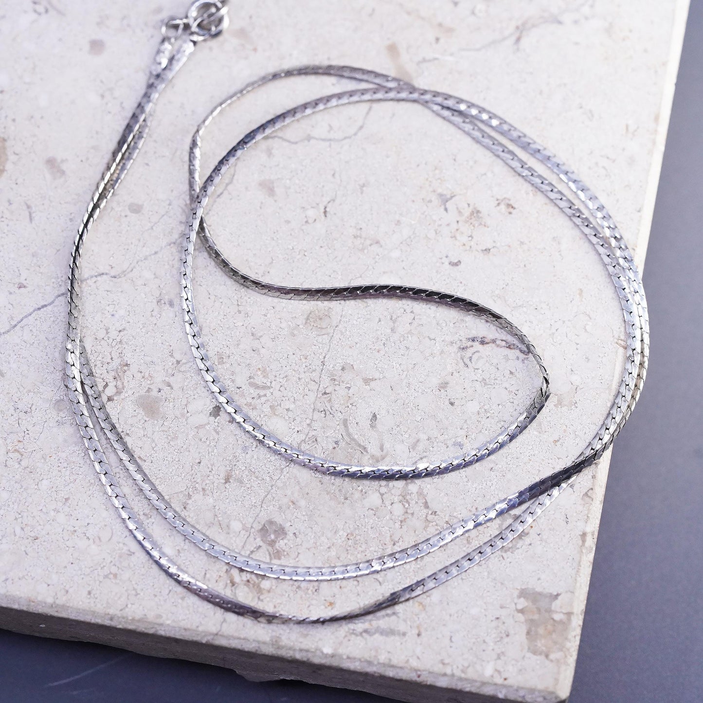 24" 1.6mm, vintage Sterling silver handmade necklace, 925 curb chain