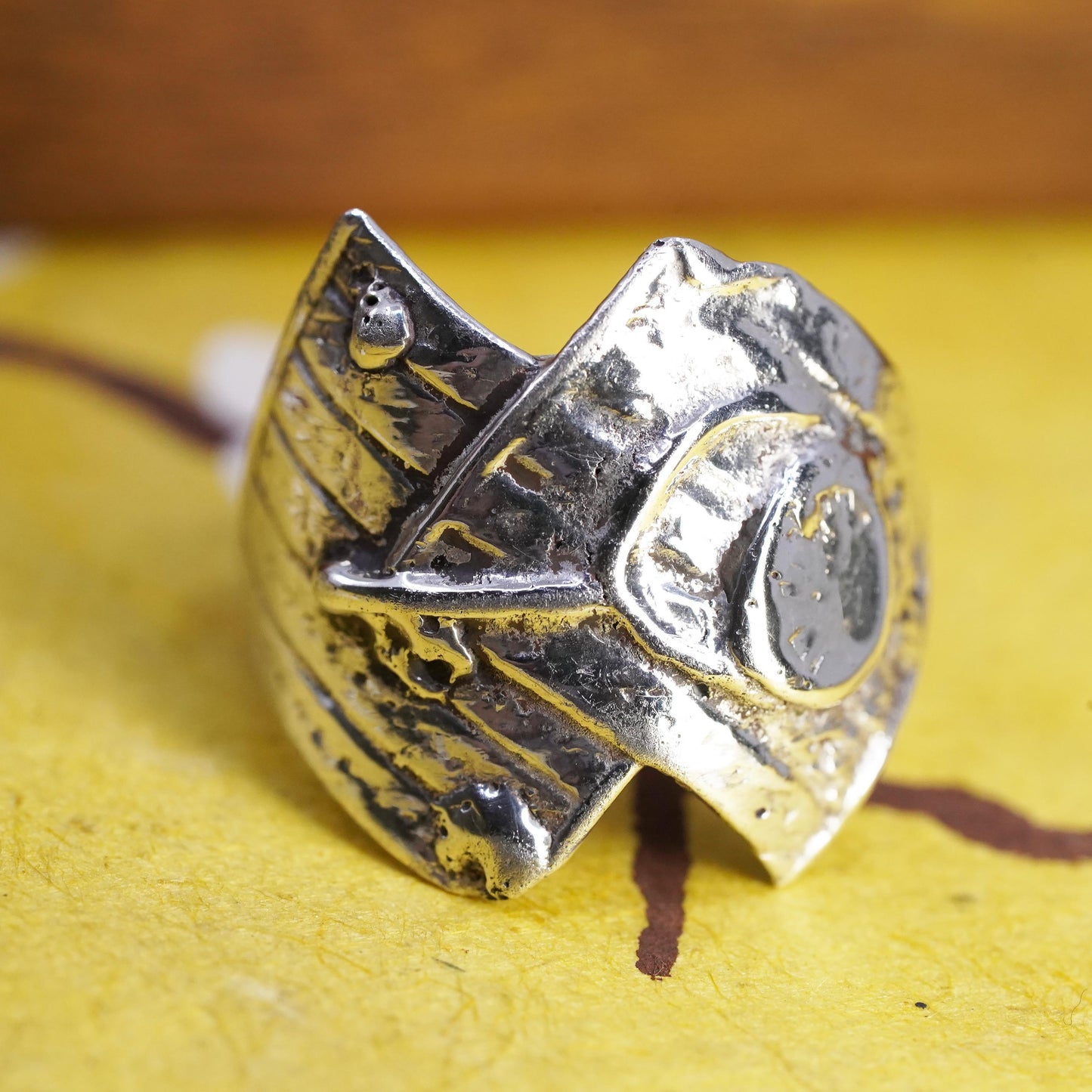 size 5.5, vintage Sterling silver handmade ring, 925 textured band