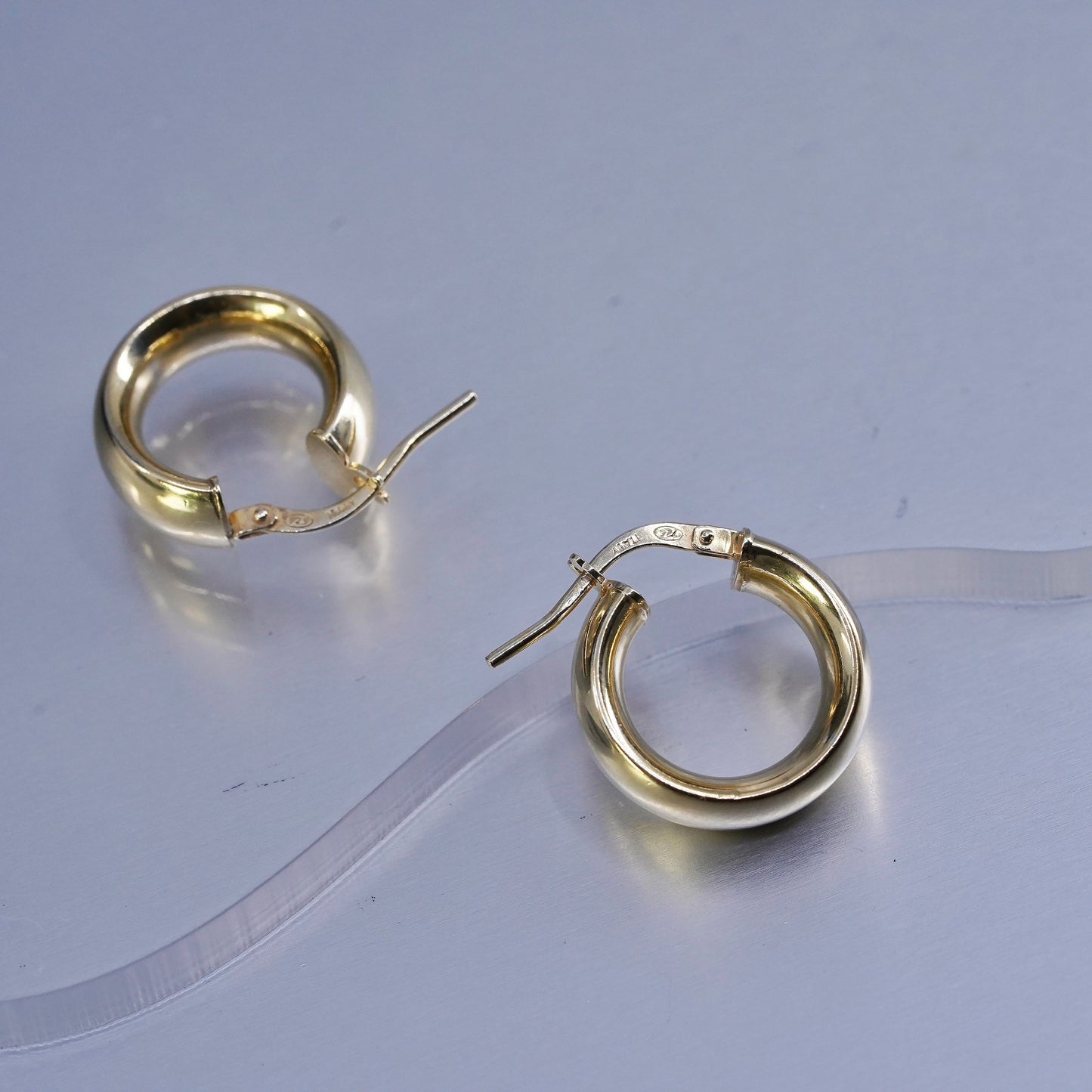 0.5”, Italian vermeil gold over Sterling silver earrings, bold 925 huggie hoops