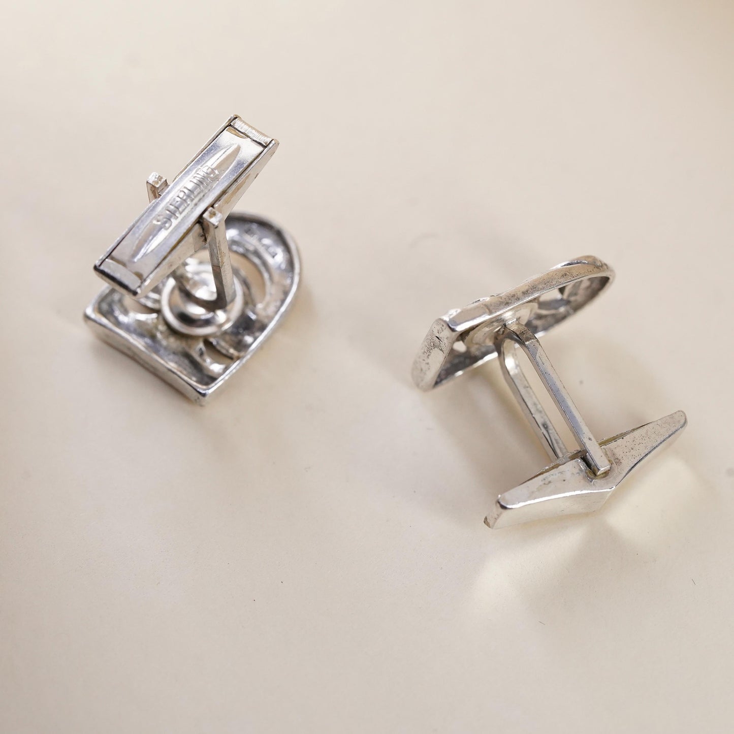 VTG southwestern sterling silver cuff links, 925 drama comedy faces cufflinks