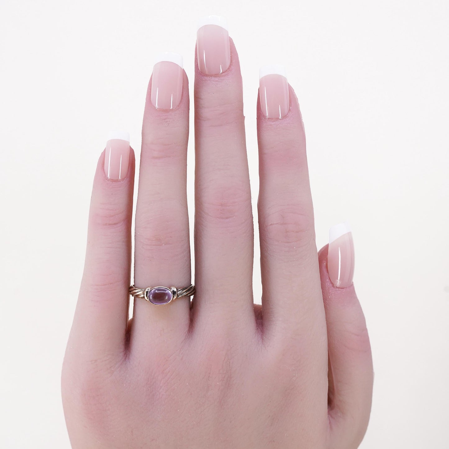 Size 7, vintage gold plated Sterling silver ring, 925 stackble band amethyst