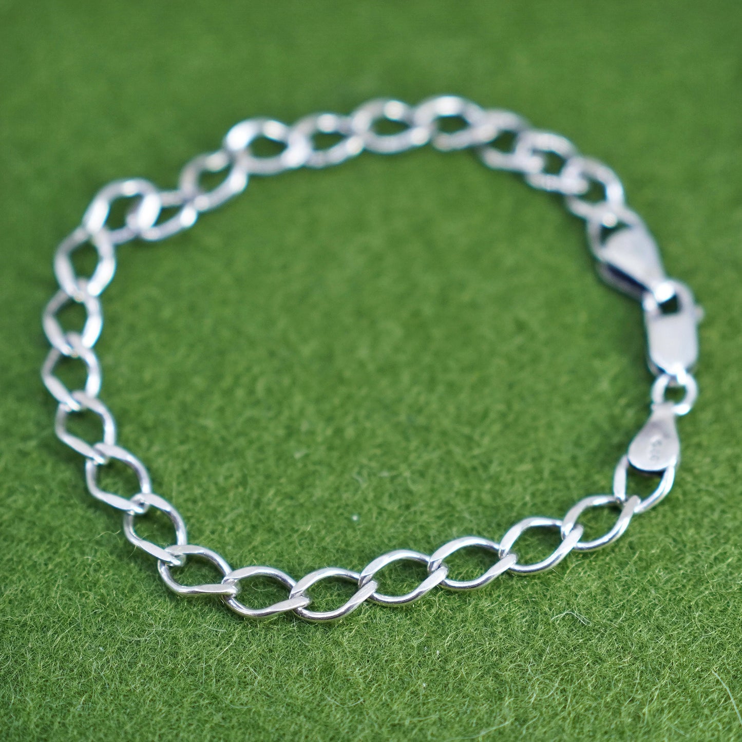 7”, 5mm, Vintage sterling 925 silver curb bracelet, stamped 925 Italy
