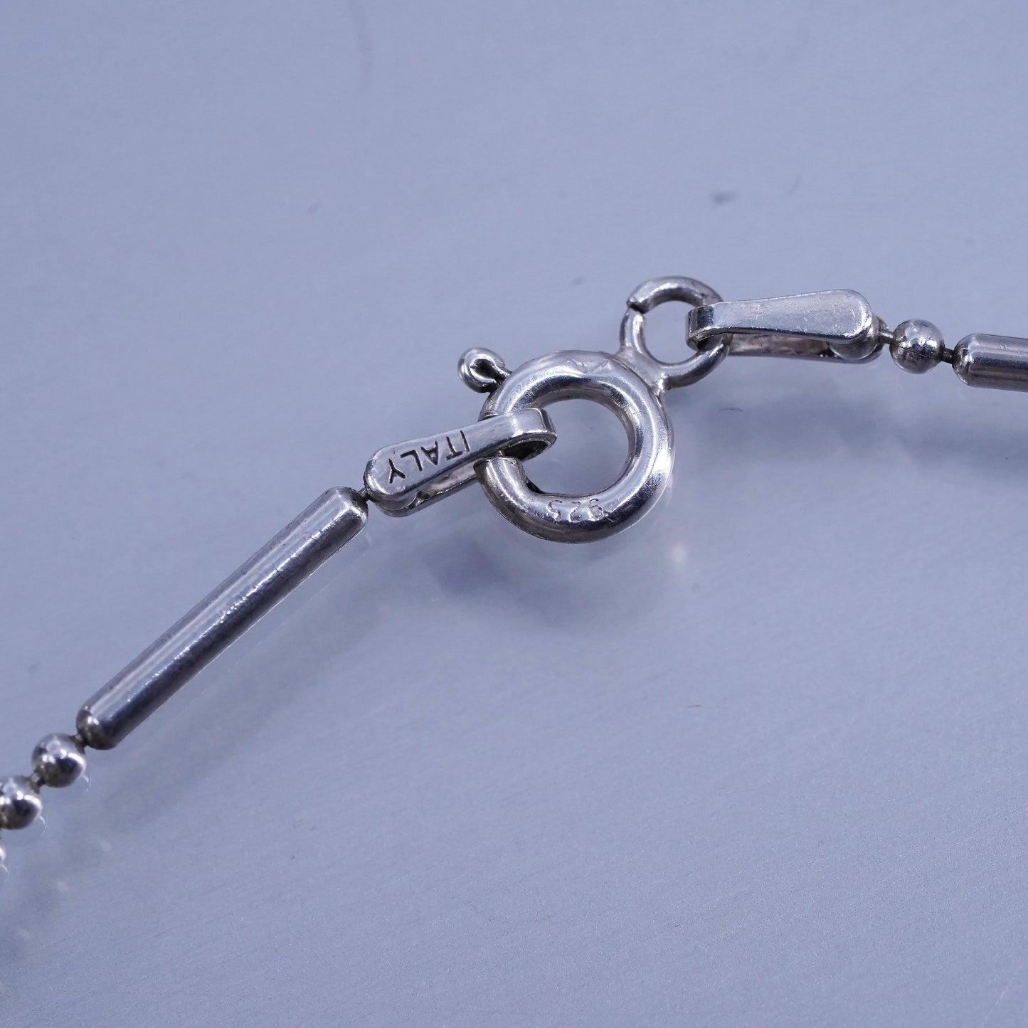 20” 1mm, vintage Italy Sterling 925 silver bar bead chain necklace
