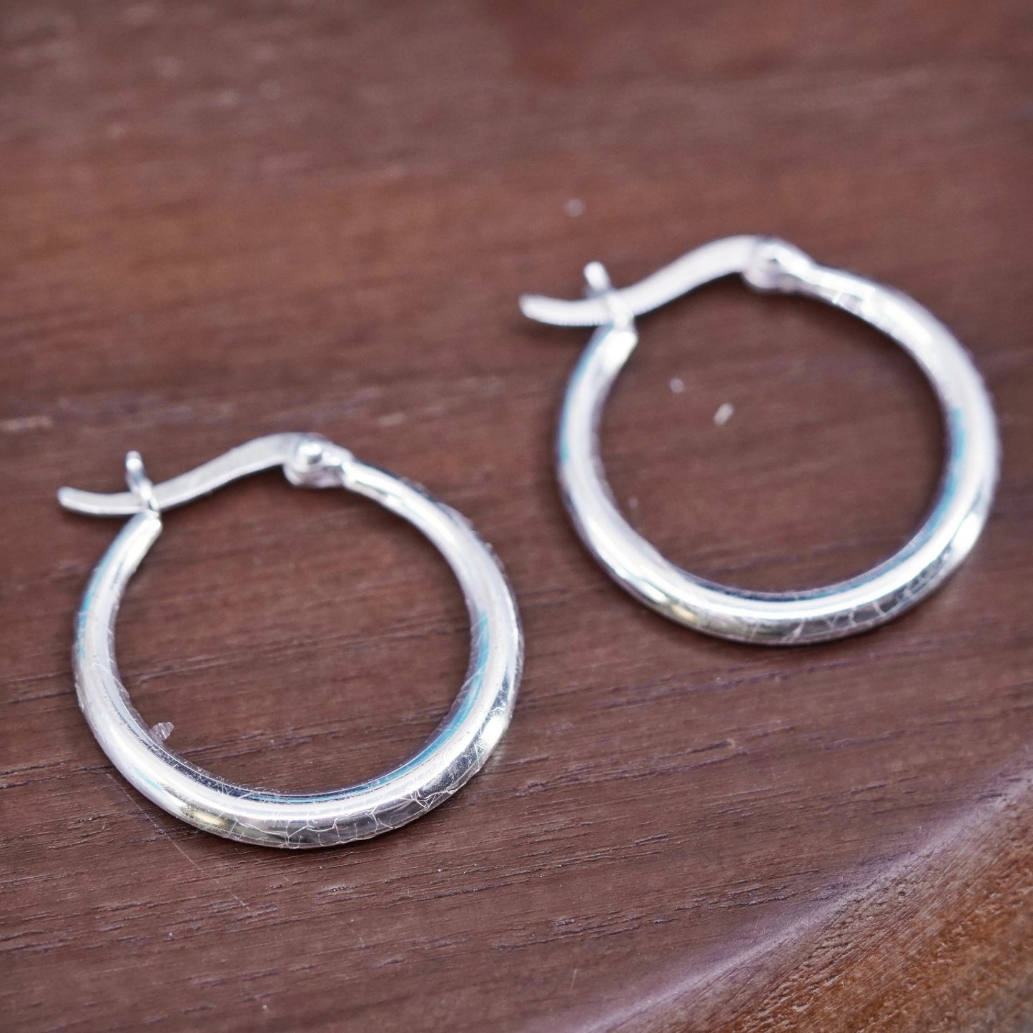 0.75”, Vintage Sterling silver handmade earrings, maxico 925 hoops