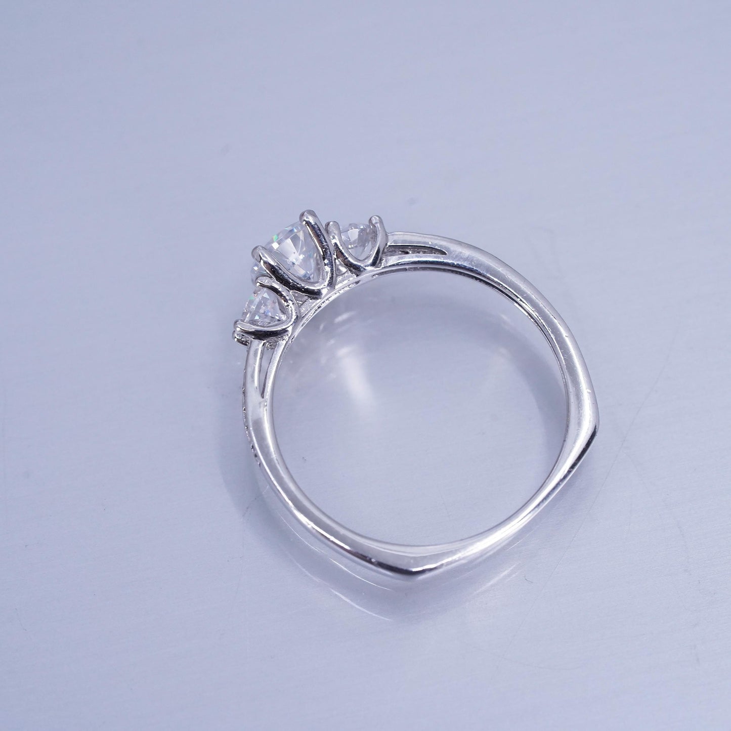 Size 10, vintage southwestern Sterling 925 silver wedding ring, Cz band