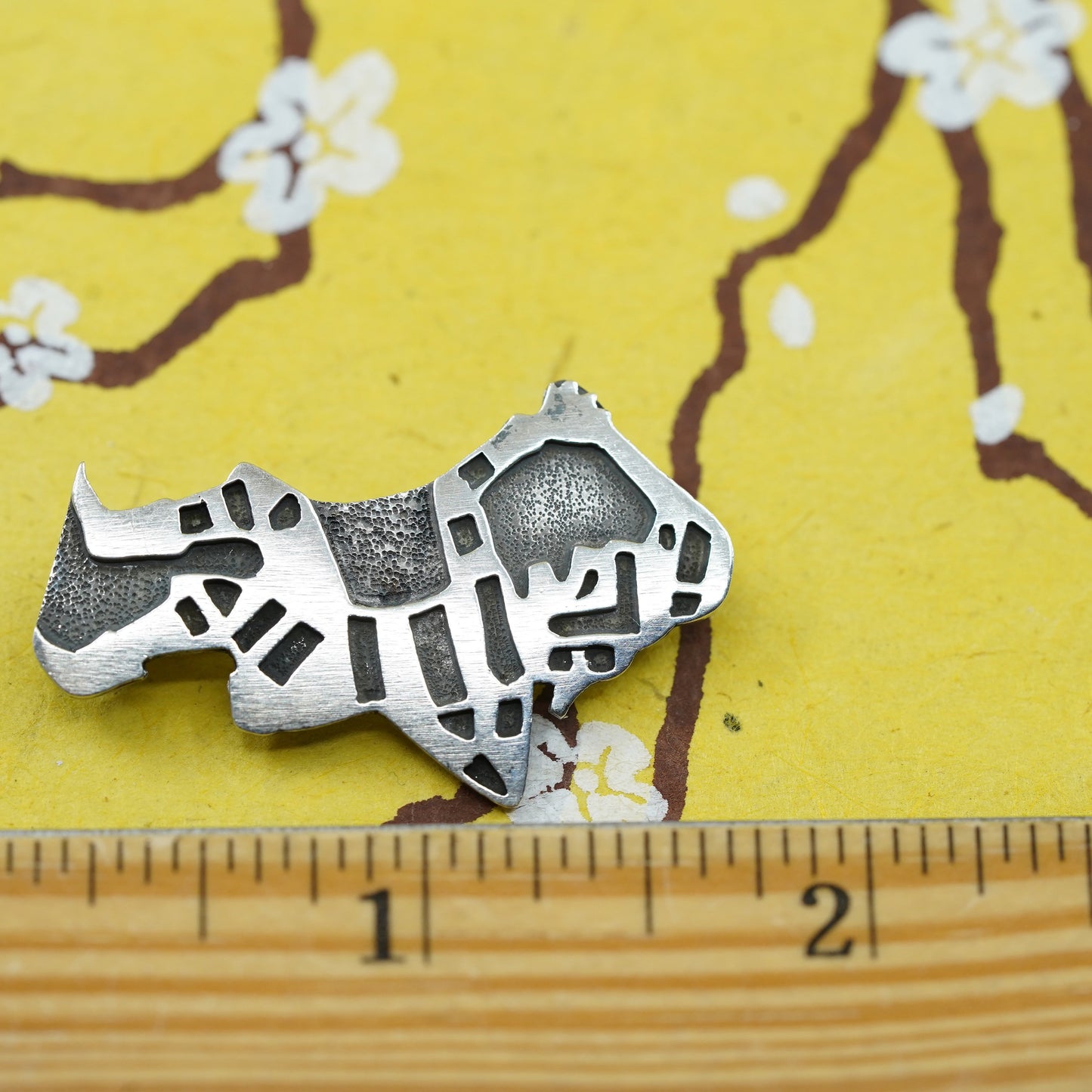 vtg sterling 925 silver handmade brooch pendant, Native American hopi jewelry